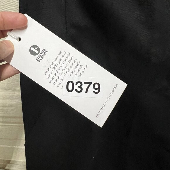 Boyish Cinched Womens Straight LONG HEM Paper Bag Wide Leg Pants Sz 27 in BLACK - Picture 2 of 9